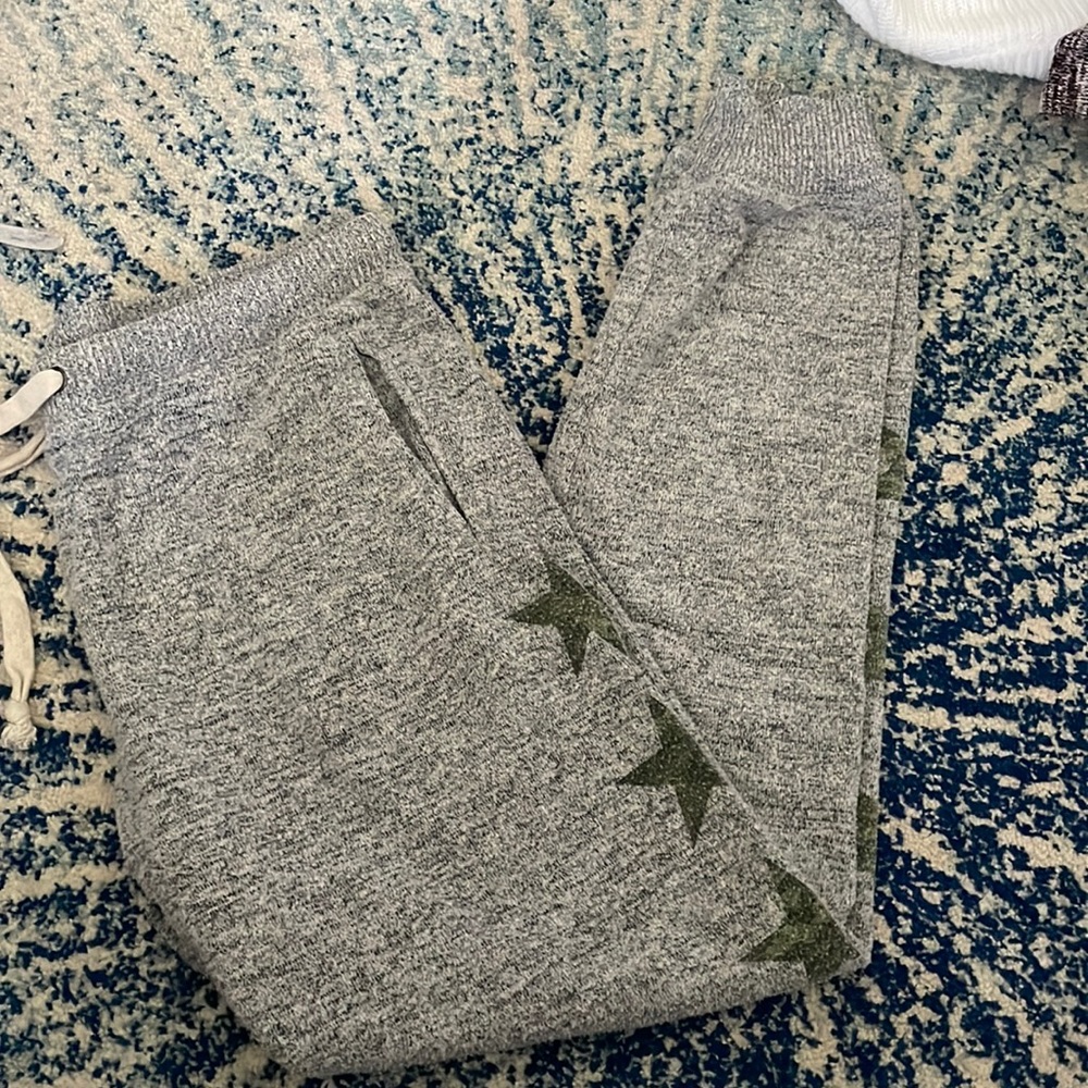 Gray sweatpants with camp stars